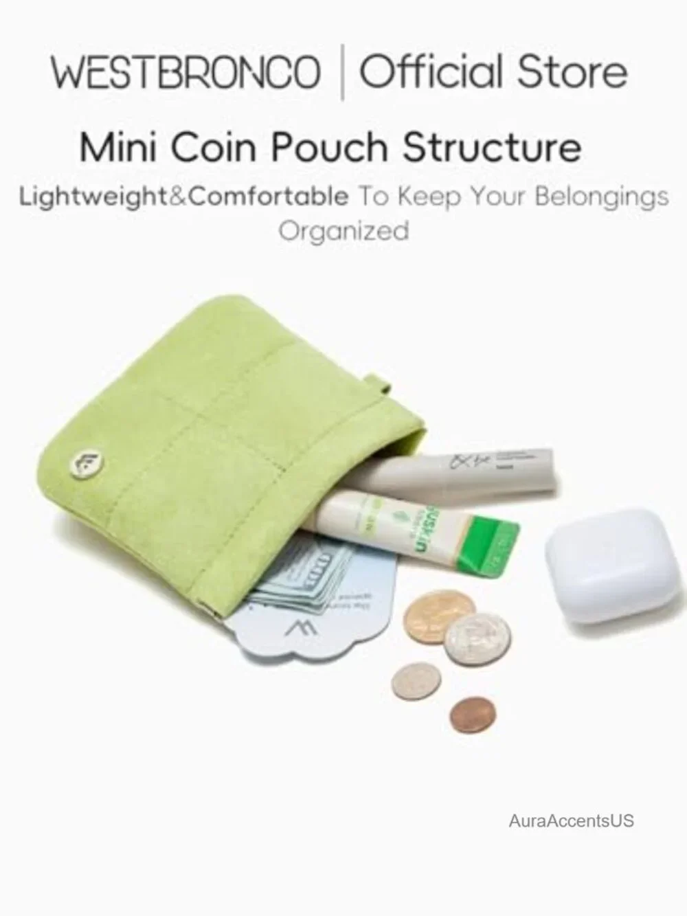 Mini Suede Coin Purse with Magnetic Snap, Makeup Bag Travel Case